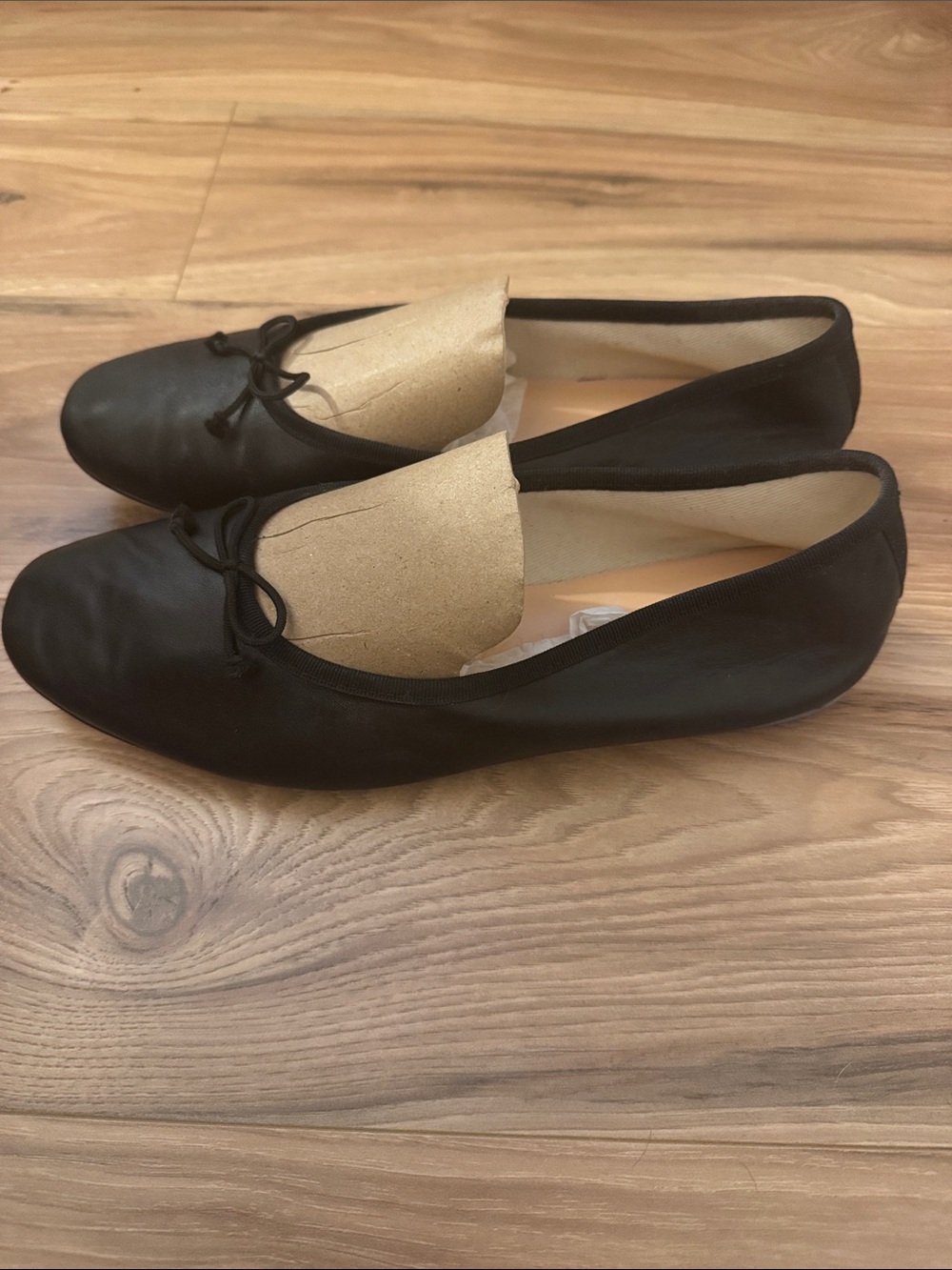 J. Crew Black Leather Ballet Flats with Bow - Picture 3 of 13